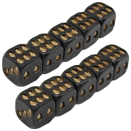Schwarzer Totenkopf-Würfel, Mini-Totenkopf-Gesicht, Gaming-Würfel, 3D-Skelett-Würfel, Halloween-Würfel, dekorativ, 2,3 cm Würfelwürfel für Spiel, Neuheit, Brettspiel für Club, Pub, Party, 10 Stück von XDGJTBFMY