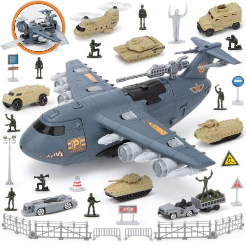 XDUOYJOY Militärflugzeug Spielzeug, Armee Spielzeug Kämpfer Jet mit 8 Fahrzeugen, Armee Männer Trucks Flugzeuge Hubschrauber Auto Kits Geburtstagsgeschenk für Jungen Alter 4-7 XDUOYJOY Militärflugzeug Spielzeug, Armee Spielzeug Kämpfer Jet mit 8 Fahrzeugen, Armee Männer Trucks Flugzeuge Hubschrauber Auto Kits Geburtstagsgeschenk für Jungen Alter 4-7 von XDUOYJOY