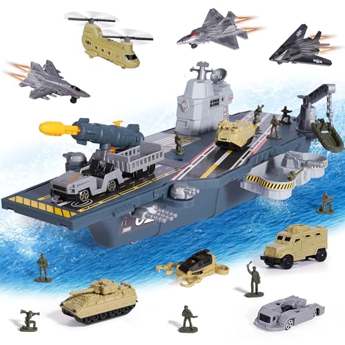 XDUOYJOY Militär Flugzeug Spielzeug, Militär Figuren mit Panzer Flugzeugträger Schlachtschiff, Kampfjet, LKW Fahrzeug Spielzeug Set mit Soldaten Männern für Jungen Mädchen Kinder XDUOYJOY Militär Flugzeug Spielzeug, Militär Figuren mit Panzer Flugzeugträger Schlachtschiff, Kampfjet, LKW Fahrzeug Spielzeug Set mit Soldaten Männern für Jungen Mädchen Kinder von XDUOYJOY