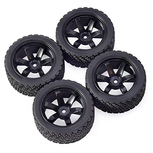 XEBRAD 4 STÜCKE 12mm Hex 67mm Gummireifen Felge 1/10 Rolly, for HPI, WR8, for HSP, 94177, for Wltoys, 1/14 144001 RC Auto, for Tamiya, Rallye Auto RC-Autoreifen(8006 701 Black) von XEBRAD