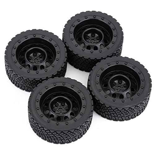XEBRAD 4 STÜCKE 12mm Hex 67mm Gummireifen Felge 1/10 Rolly, for HPI, WR8, for HSP, 94177, for Wltoys, 1/14 144001 RC Auto, for Tamiya, Rallye Auto RC-Autoreifen(8006 801 Black) von XEBRAD