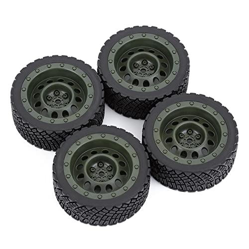 XEBRAD 4 STÜCKE 12mm Hex 67mm Gummireifen Felge 1/10 Rolly, for HPI, WR8, for HSP, 94177, for Wltoys, 1/14 144001 RC Auto, for Tamiya, Rallye Auto RC-Autoreifen(8006 804 Green) von XEBRAD