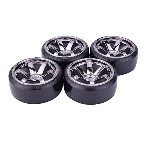XEBRAD 4 STÜCKE Drift Autoreifen Felge Harte Felgenreifen 1/10, for Traxxas, for HSP, for Tamiya, for HPI, for Kyosho, On-Road Drifting RC Auto RC-Autoreifen von XEBRAD