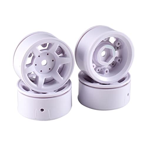 XEBRAD 4PCS 1, 55 Zoll RC Auto Hot Wheel ABS Felge Hub 1/10 RC Crawler Auto, for Tamiya, CC01 LC70, for MST, JIMNY RC-Autoreifen(White) von XEBRAD
