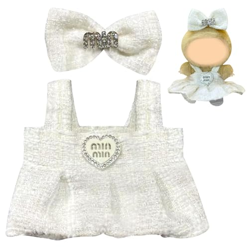 17 cm Puppenkleidungsset für Labu, weiches Plüschpuppenzubehör, stilvolles Puppenzubehör für Sammler, süßes weißes Strapskleid mit Schleifenhaarband, trendiges Geschenk für Cartoon-Fans (keine Puppe) 17 cm Puppenkleidungsset für Labu, weiches Plüschpuppenzubehör, stilvolles Puppenzubehör für Sammler, süßes weißes Strapskleid mit Schleifenhaarband, trendiges Geschenk für Cartoon-Fans (keine Puppe) von XEERUN