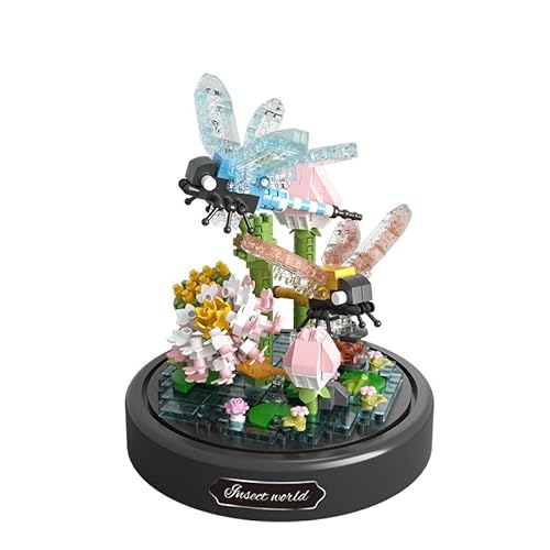 XEERUN Insektenwelt Bausteine Set, Libellen und Blumen Diorama, Dekoratives Display, Blumen Insekten klemmbausteine Bausteine mit Staubdichte Kuppel Und Sockel,Kreatives Geschenk XEERUN Insektenwelt Bausteine Set, Libellen und Blumen Diorama, Dekoratives Display, Blumen Insekten klemmbausteine Bausteine mit Staubdichte Kuppel Und Sockel,Kreatives Geschenk von XEERUN