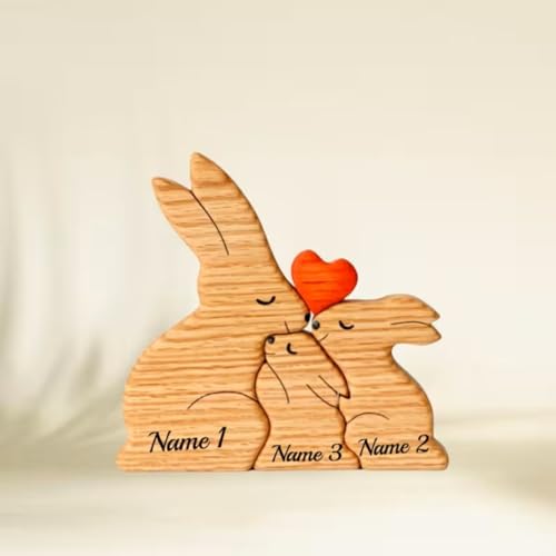 Personalisiertes Holzkunstpuzzle mit Bärenfamilie, Geschenk für Familie, individuelles Bärenförmiges Holzpuzzle mit Gravur 1–8 Familiennamen, Geschenk für Weihnachten, Geburtstage, Muttertag, von XEL