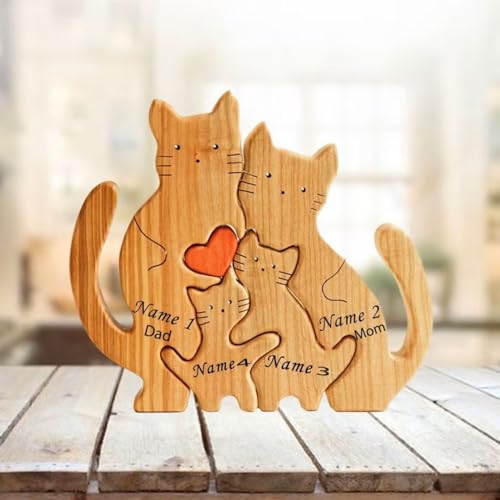 Personalisiertes Holzkunstpuzzle mit Bärenfamilie, Geschenk für Familie, individuelles Bärenförmiges Holzpuzzle mit Gravur 1–8 Familiennamen, Geschenk für Weihnachten, Geburtstage, Muttertag, von XEL