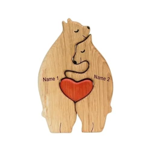 Personalisiertes Holzkunstpuzzle mit Bärenfamilie, individuelle Gravur, Bären-Familien-Puzzle mit Namen, Weihnachts- oder Geburtstagsgeschenk für Familiennamen, Schreibtischdekoration, handgefertigtes von XEL