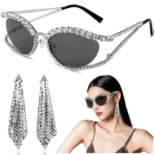 XEPST 2 Stück 70er Jahre Disco Zubehör, Glitzer Outfit Damen 70s Disco Accessoires mit Sonnenbrille und Ohrringe für Damen Karneval Kostüm Party Silvester Outfit XEPST 2 Stück 70er Jahre Disco Zubehör, Glitzer Outfit Damen 70s Disco Accessoires mit Sonnenbrille und Ohrringe für Damen Karneval Kostüm Party Silvester Outfit von XEPST