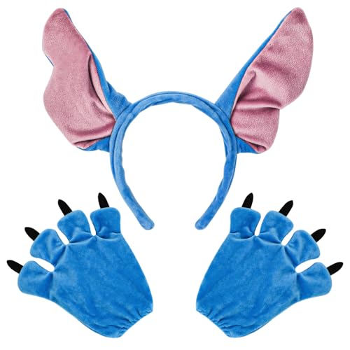 XEPST Alien-Hundekostüm-Set, Blaue Hundeohren und Pfoten, Set mit blauem Hundeohren-Stirnband und Handschuhen für Tierkostüm, Cosplay, Geburtstag, Halloween, Verkleidung, Partyzubehör XEPST Alien-Hundekostüm-Set, Blaue Hundeohren und Pfoten, Set mit blauem Hundeohren-Stirnband und Handschuhen für Tierkostüm, Cosplay, Geburtstag, Halloween, Verkleidung, Partyzubehör von XEPST
