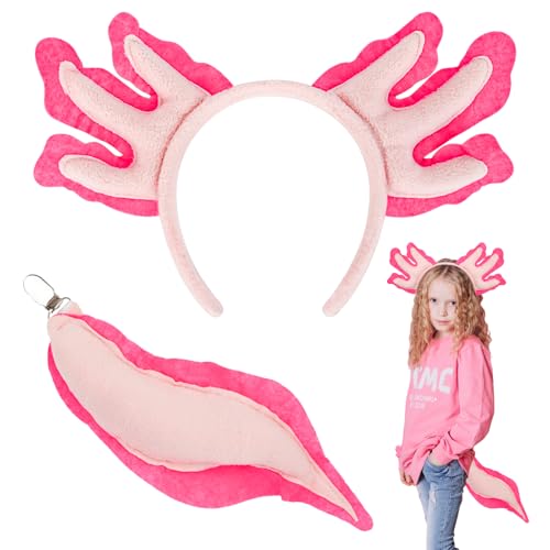 XEPST Axolotl-Kostümset, Axolotl-Stirnband und Schwanz-Set mit Tierohren, Stirnband und Schwanz für Tierkostüm, Cosplay, Geburtstagsparty, Halloween, Verkleidung, Partyzubehör, Rosa XEPST Axolotl-Kostümset, Axolotl-Stirnband und Schwanz-Set mit Tierohren, Stirnband und Schwanz für Tierkostüm, Cosplay, Geburtstagsparty, Halloween, Verkleidung, Partyzubehör, Rosa von XEPST