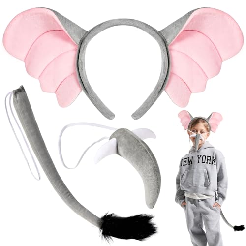 XEPST Elefantenohren- und Schwanz-Set, Tier-Elefanten-Kostüm-Set mit Ohren-Stirnband, Nase und Schwanz für Tierkostüm, Cosplay, Geburtstag, Halloween, Kostümparty-Zubehör XEPST Elefantenohren- und Schwanz-Set, Tier-Elefanten-Kostüm-Set mit Ohren-Stirnband, Nase und Schwanz für Tierkostüm, Cosplay, Geburtstag, Halloween, Kostümparty-Zubehör von XEPST