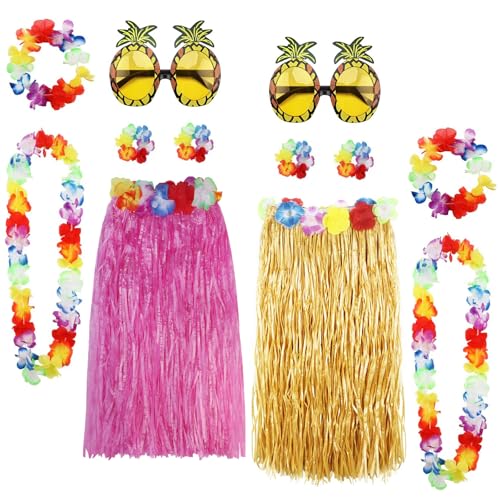 XEPST Hula-Rock-Kostüm-Set für Hawaii-Luau-Party, 2 Farben, Grasrock mit hawaiianischer Lei, Ananas-Sonnenbrille für Damen, tropisches Luau-Party-Kostüm für Paare, Freunde und Familie, 12 Stück, Stroh XEPST Hula-Rock-Kostüm-Set für Hawaii-Luau-Party, 2 Farben, Grasrock mit hawaiianischer Lei, Ananas-Sonnenbrille für Damen, tropisches Luau-Party-Kostüm für Paare, Freunde und Familie, 12 Stück, Stroh von XEPST