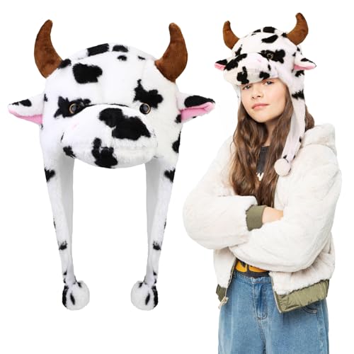 XEPST Plüschtierhut Kuhhut, 2-In-1 Kapuzenmütze Schal Kunstpelz Tierkopfbedeckung Alberne Hüte Lustiger Hutschal für Kinder Erwachsene Tierkostüm Cosplay Geburtstagsparty Halloween Karneval XEPST Plüschtierhut Kuhhut, 2-In-1 Kapuzenmütze Schal Kunstpelz Tierkopfbedeckung Alberne Hüte Lustiger Hutschal für Kinder Erwachsene Tierkostüm Cosplay Geburtstagsparty Halloween Karneval von XEPST