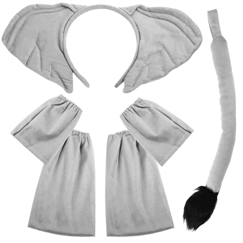 XEPST Tier Elefant Kostüm Set, Elefantenohren und Schwanz Set mit Elefantenstirnband und Elefantenschwanz für Tierkostüm Cosplay Geburtstag Halloween Kostüm Kostüm Partyzubehör XEPST Tier Elefant Kostüm Set, Elefantenohren und Schwanz Set mit Elefantenstirnband und Elefantenschwanz für Tierkostüm Cosplay Geburtstag Halloween Kostüm Kostüm Partyzubehör von XEPST