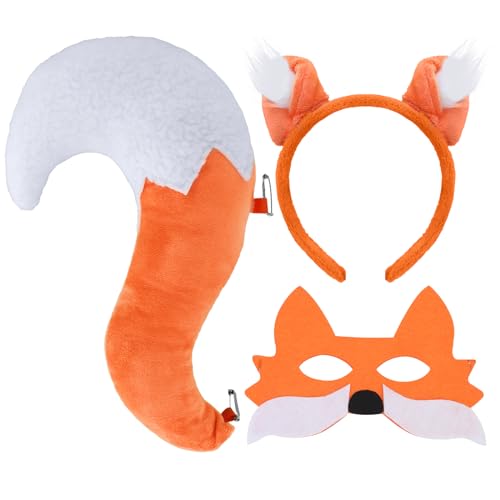 XEPST Tier Fuchs Kostüm Set, Fuchsohren und Schwanz Set mit Fuchs Stirnband Fuchsschwanz Fuchs Maske für Tierkostüm Cosplay Geburtstagsparty Zubehör Halloween Kostüm Kostüm Partyzubehör XEPST Tier Fuchs Kostüm Set, Fuchsohren und Schwanz Set mit Fuchs Stirnband Fuchsschwanz Fuchs Maske für Tierkostüm Cosplay Geburtstagsparty Zubehör Halloween Kostüm Kostüm Partyzubehör von XEPST