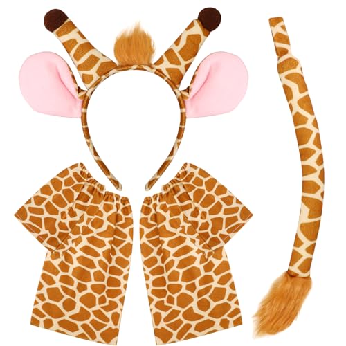 XEPST Tier-Giraffen-Kostüm-Set, Giraffen-Ohren-und Schwanz-Set mit Giraffen-Stirnband und Giraffen-Schwanz-Beinwärmer für Tierkostüm Cosplay Geburtstag Halloween Kostüm Partyzubehör XEPST Tier-Giraffen-Kostüm-Set, Giraffen-Ohren-und Schwanz-Set mit Giraffen-Stirnband und Giraffen-Schwanz-Beinwärmer für Tierkostüm Cosplay Geburtstag Halloween Kostüm Partyzubehör von XEPST