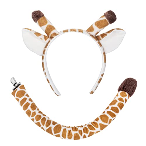 XEPST Tier Giraffen Kostüm Set - Ohren- und Schwanz-Set Mit Stirnband für Tierkostüm Cosplay Geburtstagsparty-Zubehör Halloween-Partyzubehör XEPST Tier Giraffen Kostüm Set - Ohren- und Schwanz-Set Mit Stirnband für Tierkostüm Cosplay Geburtstagsparty-Zubehör Halloween-Partyzubehör von XEPST
