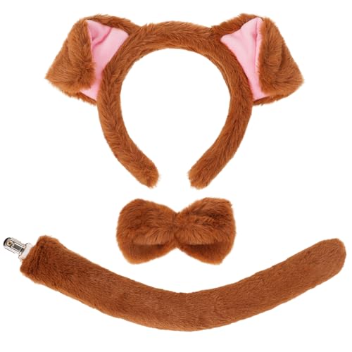 XEPST Tier Hündchen Kostüm Kinder Set, Hundeohren und Schwanz Set mit Hundeohren Stirnband und Hundeschwanz für Tierkostüm Cosplay Geburtstagsparty Weltbuchtag Halloween Kostüm Partyzubehör XEPST Tier Hündchen Kostüm Kinder Set, Hundeohren und Schwanz Set mit Hundeohren Stirnband und Hundeschwanz für Tierkostüm Cosplay Geburtstagsparty Weltbuchtag Halloween Kostüm Partyzubehör von XEPST