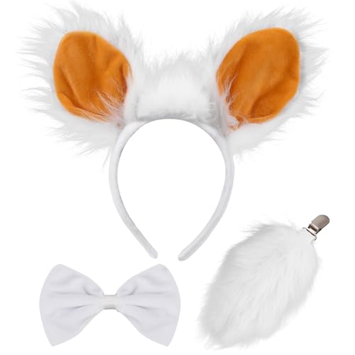 XEPST Tier Schaf Kostüm Set, Schafohren und Schwanz Set mit Lammohren Stirnband Lammschwanz Fliege für Tierkostüm Cosplay Geburtstagsparty Karneval Halloween Kostüm Kostüm Partyzubehör XEPST Tier Schaf Kostüm Set, Schafohren und Schwanz Set mit Lammohren Stirnband Lammschwanz Fliege für Tierkostüm Cosplay Geburtstagsparty Karneval Halloween Kostüm Kostüm Partyzubehör von XEPST