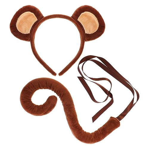 XEPST Tieraffe Kostüm Set, Affenohren und Schwanz Set mit Affenohren Stirnband und Affenschwanz für Tierkostüm Cosplay Geburtstagsparty Zubehör Halloween Kostüm Kostüm Partyzubehör XEPST Tieraffe Kostüm Set, Affenohren und Schwanz Set mit Affenohren Stirnband und Affenschwanz für Tierkostüm Cosplay Geburtstagsparty Zubehör Halloween Kostüm Kostüm Partyzubehör von XEPST