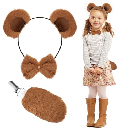 XEPST Tierbär Kostüm Set, Braunbär Ohren und Schwanz Set mit Bärenohren Stirnband und Bärenschwanz für Tierkostüm Cosplay Geburtstagsparty Halloween Canival Kostüm Partyzubehör XEPST Tierbär Kostüm Set, Braunbär Ohren und Schwanz Set mit Bärenohren Stirnband und Bärenschwanz für Tierkostüm Cosplay Geburtstagsparty Halloween Canival Kostüm Partyzubehör von XEPST