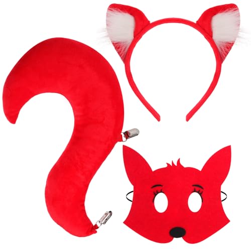 XEPST Tierisches Rotfuchs-Kostümset – Fuchsohren und Schwanzset mit roten Ohren, Stirnband, Schwanz und Maske für Kinder, Tierkostüm, Cosplay, Geburtstagsparty, Halloween, Verkleidung, Partyzubehör XEPST Tierisches Rotfuchs-Kostümset – Fuchsohren und Schwanzset mit roten Ohren, Stirnband, Schwanz und Maske für Kinder, Tierkostüm, Cosplay, Geburtstagsparty, Halloween, Verkleidung, Partyzubehör von XEPST