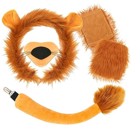 XEPST Tierlöwenkostüm Set, Löwenohren Stirnband Schwanz und Pfote Set mit Löwenstirnband Pfoten Löwenschwanz für Tierkostüm Cosplay Geburtstagsparty Zubehör Halloween Partyzubehör, Lion-C XEPST Tierlöwenkostüm Set, Löwenohren Stirnband Schwanz und Pfote Set mit Löwenstirnband Pfoten Löwenschwanz für Tierkostüm Cosplay Geburtstagsparty Zubehör Halloween Partyzubehör, Lion-C von XEPST