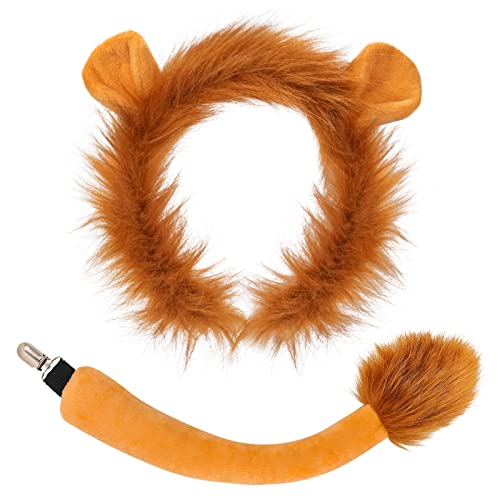 XEPST Tier Löwen Kostüm Set, Löwenohren und -schwanz Set mit Löwenstirnband und Löwenschwanz für Tierkostüm Cosplay Geburtstagsparty Zubehör Halloween Kostüm Kostüm Partyzubehör Dschungel Kostüm XEPST Tier Löwen Kostüm Set, Löwenohren und -schwanz Set mit Löwenstirnband und Löwenschwanz für Tierkostüm Cosplay Geburtstagsparty Zubehör Halloween Kostüm Kostüm Partyzubehör Dschungel Kostüm von XEPST