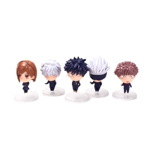 XESAGSNV Jujutsu Kaisen Q Version Ltadori Yuji, Satoru Gojo Anime Peripheriegerät gedrehtes Ei Auto Puppe Dekoration (Q-Version Itadori Yuji 5 Stück), JJ20231027 von XESAGSNV