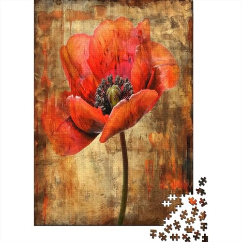 Abstract Red Blume Puzzlespiel 1000 Teile Puzzle Für Erwachsene Und Kinder Ab 14 Jahren, Puzzle Erwachsenen Puzzlespi Puzzel 1000pcs (75x50cm) von XFKLYNVCJ