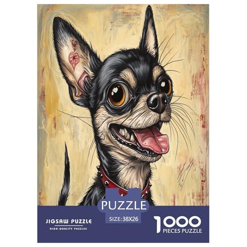 Chihuahua Puzzle 1000 Teile Schwer Puzzle Spielzeug Lernspiel Impossible Herausforderungsspielzeug Für Erwachsene Und Kinder in Bewährter 38x26cm/1000pcs von XFKLYNVCJ