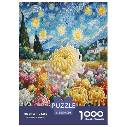 Chrysanthemen Puzzle 1000-teilige Schwer Puzzle Spielzeug Pädagogisches Spiel Impossible Herausforderungsspielzeug Für Erwachsene Kinder 70x50cm/1000pcs von XFKLYNVCJ