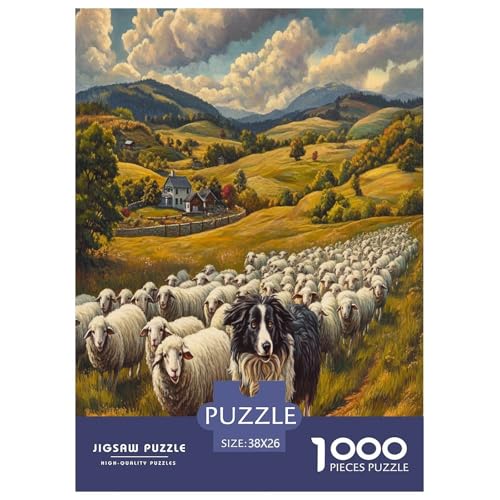 Der Border Collie Puzzle 1000-teilige Schwer Puzzle Spielzeug Pädagogisches Spiel Impossible Herausforderungsspielzeug Für Erwachsene Und Kinder Ab 14 Jahren 38x26cm/1000pcs von XFKLYNVCJ