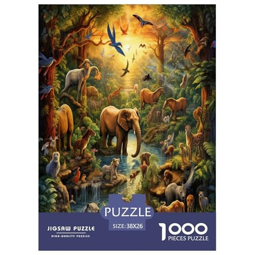 Dschungeltiere Puzzle 1000-teilige Schwer Puzzle Spielzeug Pädagogisches Spiel Impossible Herausforderungsspielzeug Für Erwachsene Und Kinder in Bewährter 38x26cm/1000pcs von XFKLYNVCJ
