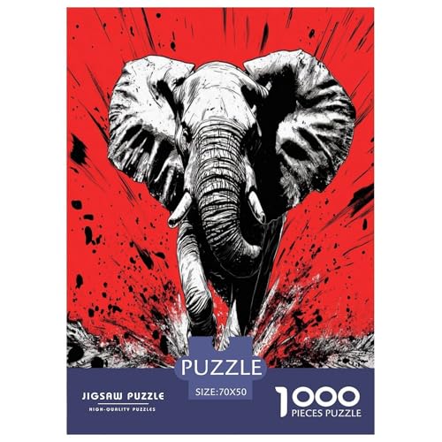 Elefanten Puzzle 1000-teilige Schwer Puzzle Spielzeug Pädagogisches Spiel Impossible Herausforderungsspielzeug Für Erwachsene Und Kinder Ab 12 Jahren 70x50cm/1000pcs von XFKLYNVCJ