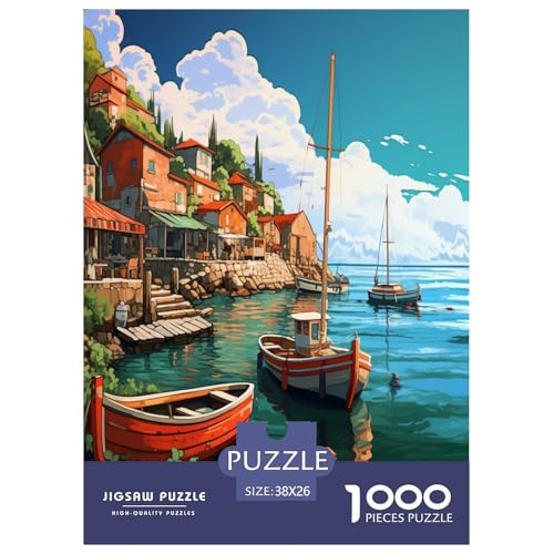 Ferienbucht Puzzle 1000-teilige Schwer Puzzle Spielzeug Pädagogisches Spiel Impossible Herausforderung Spielzeug Für Erwachsene Kinder 38x26cm/1000pcs von XFKLYNVCJ