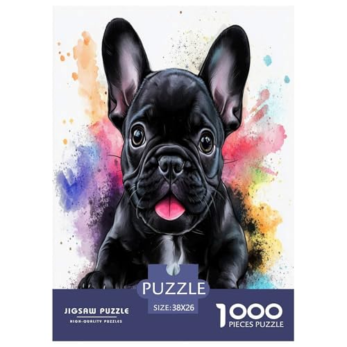 Französische BullHundge Puzzle 1000 Teile Schwer Puzzle Spielzeug Lernspiel Impossible Herausforderung Spielzeug Für Erwachsene Und Kinder in Bewährter 38x26cm/1000pcs von XFKLYNVCJ