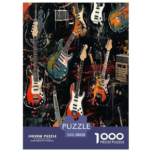 Gitarre Puzzles 1000 Teile Schwer Puzzle Spielzeug Lernspiel Impossible Herausforderungsspielzeug Für Erwachsene Und Kinder in Bewährter 38x26cm/1000pcs von XFKLYNVCJ