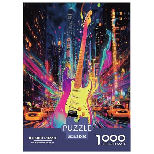 Gitarre Puzzles 1000 Teile Schwer Puzzle Spielzeug Lernspiel Impossible Herausforderungsspielzeug Für Erwachsene Und Kinder in Bewährter 38x26cm/1000pcs von XFKLYNVCJ