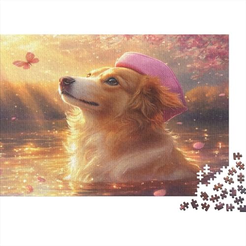 Golden Retriever 1000 Stück Puzzles Für Erwachsene Teenager Stress Abbauen Familien-Puzzlespiel 1000-teiliges Puzzle Kinder Lernspiel Spielzeug Geschenk Puzzel 1000pcs (75x50cm) von XFKLYNVCJ
