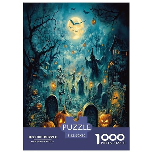 Halloween Dorf Puzzle 1000 Teile Schwer Puzzle Spielzeug Pädagogisches Spiel Impossible Herausforderungsspielzeug Für Erwachsene Und Kinder Ab 14 Jahren 70x50cm/1000pcs von XFKLYNVCJ