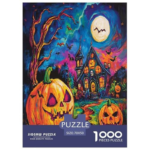 Halloween Dorf Puzzle 1000-teilige Schwer Puzzle Spielzeug Pädagogisches Spiel Impossible Herausforderungsspielzeug Für Erwachsene Kinder 70x50cm/1000pcs von XFKLYNVCJ