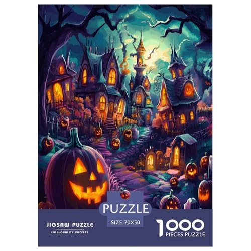 Halloween Dorf Puzzles 1000 Teile Schwer Puzzle Spielzeug Pädagogisches Spiel Impossible Herausforderungsspielzeug Für Erwachsene Und Kinder Ab 14 Jahren 70x50cm/1000pcs von XFKLYNVCJ