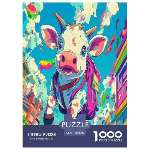 Kuh Puzzle 1000 Teile Schwer Puzzle Spielzeug Pädagogisches Spiel Impossible Herausforderungsspielzeug Für Erwachsene Kinder 38x26cm/1000pcs von XFKLYNVCJ