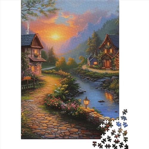 Landschaftsmalerei Puzzle 1000 Teile Schwer Puzzle Spielzeug Lernspiel Impossible Herausforderungsspielzeug Für Erwachsene Und Kinder in Bewährter 1000pcs (75x50cm) von XFKLYNVCJ