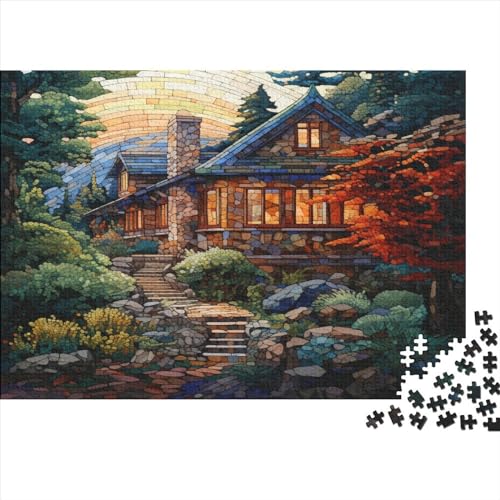 Mountain Village Cottage Puzzlespiel 1000 Teile Jigsaw Puzzle 1000 Puzzle FüR Erwachsene Kinder Senioren Erwachsenen Puzzlespiel Puzzel 1000pcs (75x50cm) von XFKLYNVCJ