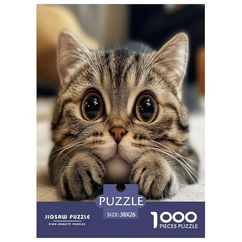 Niedliche Katze Puzzle 1000-teilige Schwer Puzzle Spielzeug Pädagogisches Spiel Impossible Herausforderungsspielzeug Für Erwachsene Kinder 38x26cm/1000pcs von XFKLYNVCJ