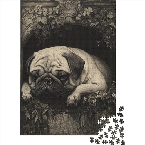 Pug Puzzle 1000 Teile Schwer Puzzle Spielzeug Pädagogisches Spiel Impossible Herausforderung Spielzeug Für Erwachsene Und Kinder in Bewährter 1000pcs (75x50cm) von XFKLYNVCJ